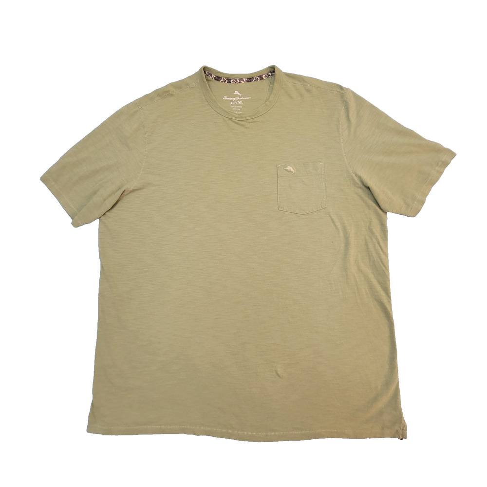 Tommy Bahama Mens Shirt XLT Tall Green 100% Cotton Short Sleeve Pocket T-Shirt